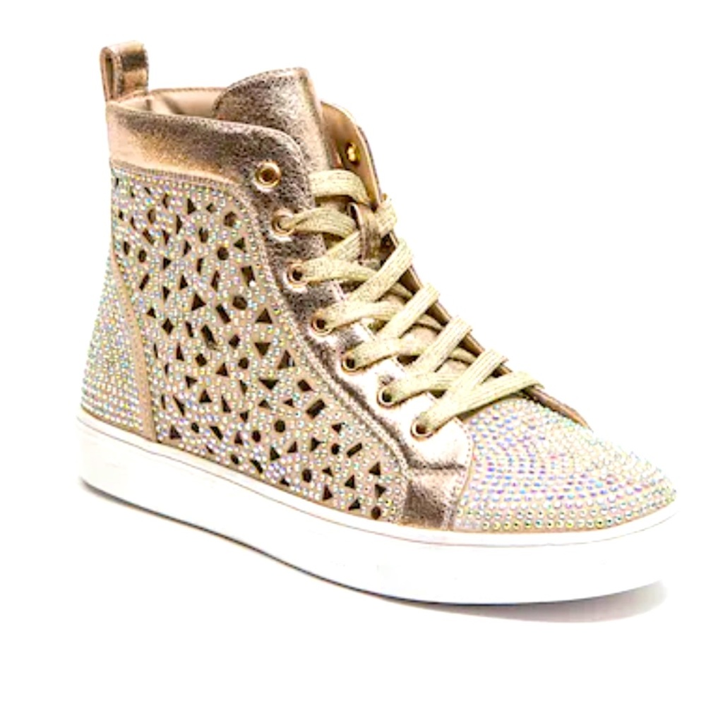 Lady Couture High-Top Rhinestone Sneaker